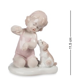 Статуэтка из фарфора Девочка с собачкой на подставке