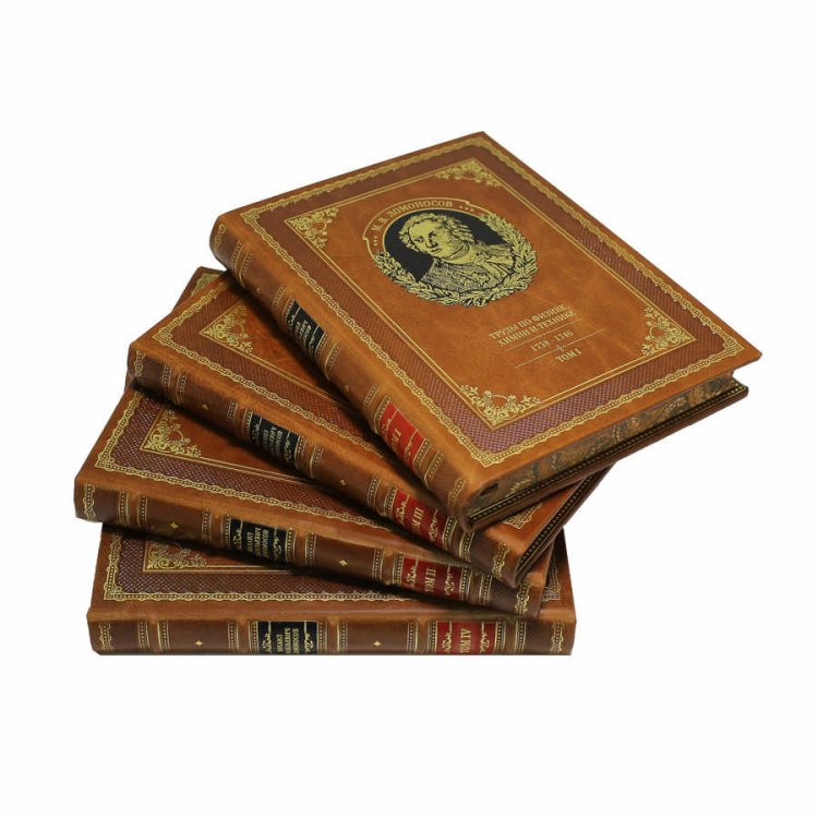 Книга кожаном переплете Полное собрание сочинений в 10 томах - М. В. Ломоносов BG1321M, фотография сбоку