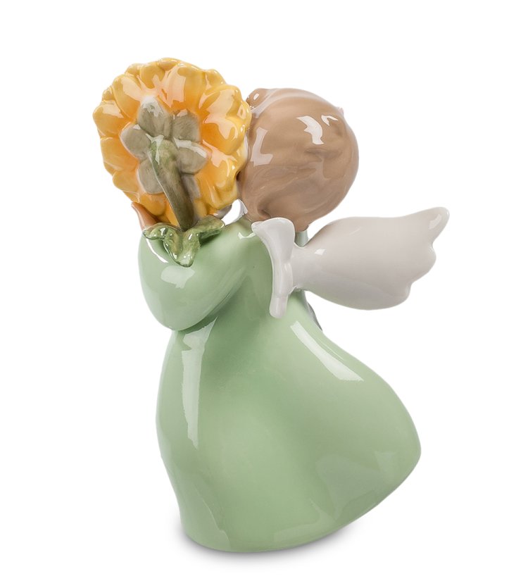 Статуэтка из фарфора Ангелочек с подсолнухом Pavone CMS-11/22, фотография со спины