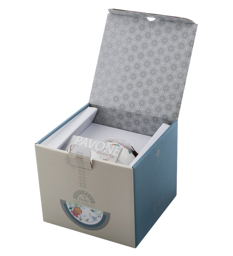 Чайная пара с чайником из фарфора Королева Камилла, ручная роспись Pavone JS-21, фотография в коробке