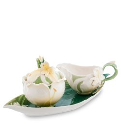 Набор сахарница и молочник из фарфора Лилия