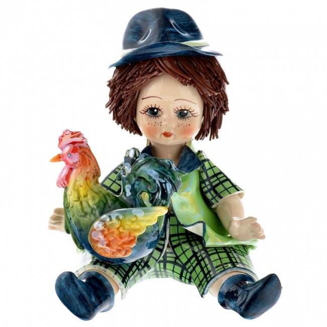 Фарфоровая статуэтка Мальчик с петушком