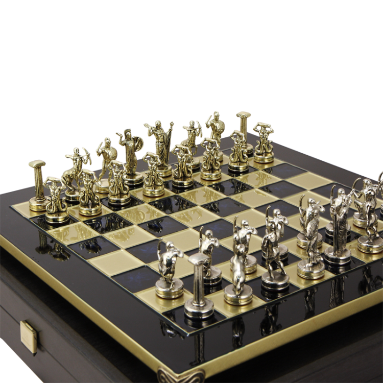 Шахматы на синей металлической доске Битва Титанов Manopoulos MP-S-18-36-BLU, увеличенный вид