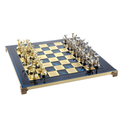 Шахматы на синей металлической доске Битва Титанов