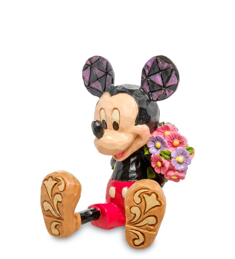 Маленькая статуэтка Микки Маус с цветами Disney Traditions, вид профиль