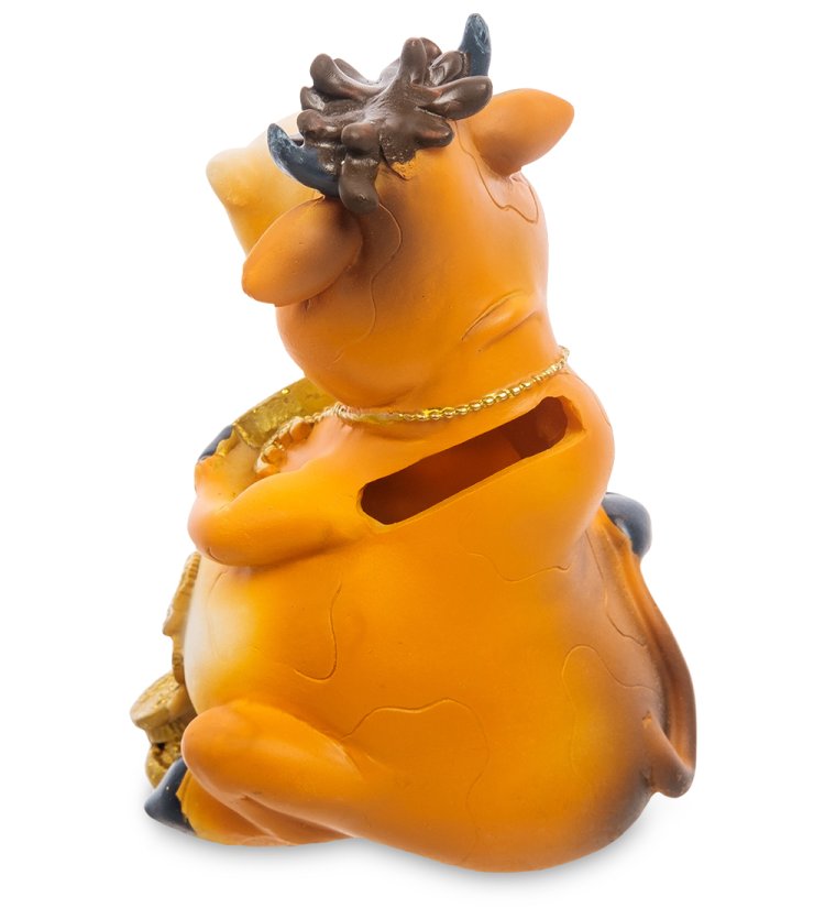 Копилка Денежный Бык на монетах с Евро символ 2021 года AF-1005/1, фотография со спины