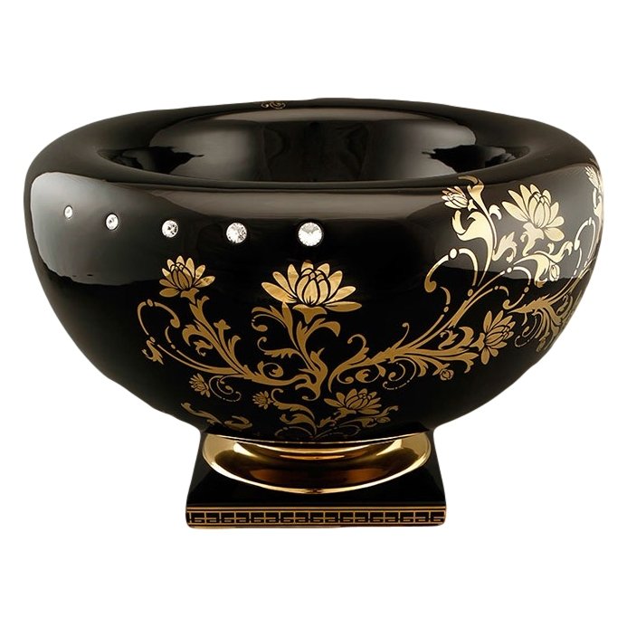 Чаша для фруктов Diamante, Чёрная с золотой отделкой