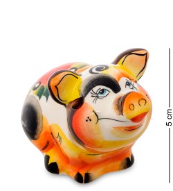 Статуэтка Свинка улыбака Цветная гжель