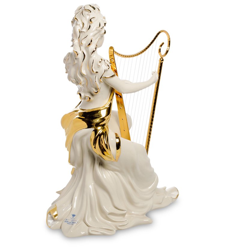Статуэтка из керамики Девушка с арфой, золотая отделка Sabadin Vittorio SV- 23, фотография спины