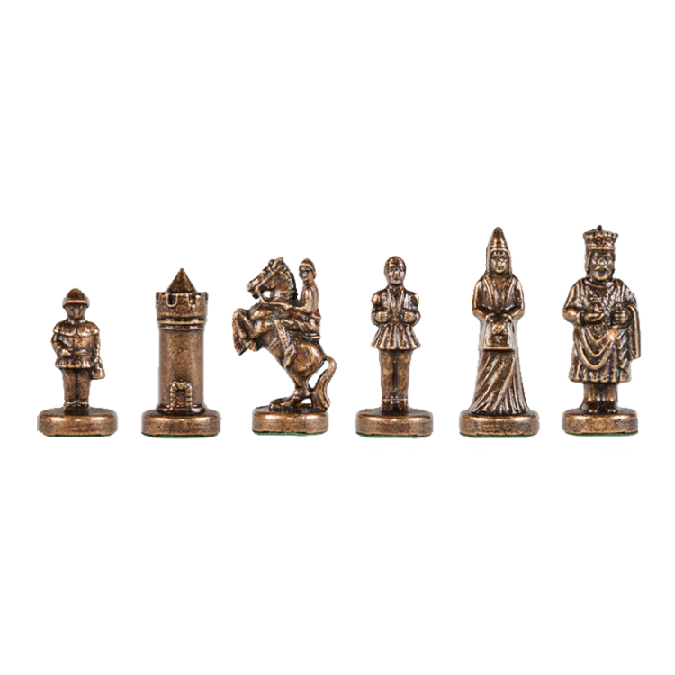 Шахматы Византийская Империя, Зеленая доска, бронзовые фигуры Manopoulos MP-S-1-C-20-GRE, фотография бронзовых фигур