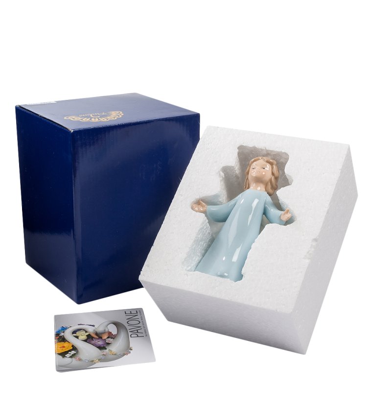 Статуэтка из фарфора Ангелочек в голубом руки в стороны Pavone CMS-11/ 3, фотография в упаковке