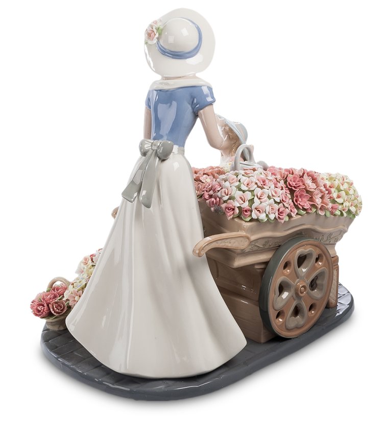 Фарфоровая Статуэтка Девушка цветочница Pavone CMS-20/19, фотография со спины