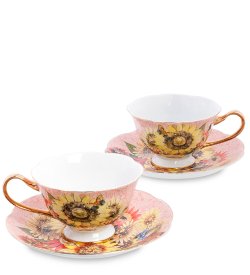 Чайный набор из фарфора на 2 персоны Дольче Вита, розовый