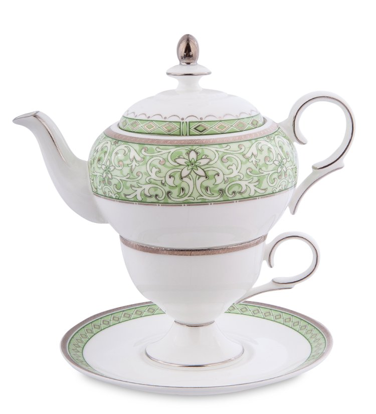 Чайная пара с чайником из фарфора Соло Аделины Pavone JK- 64