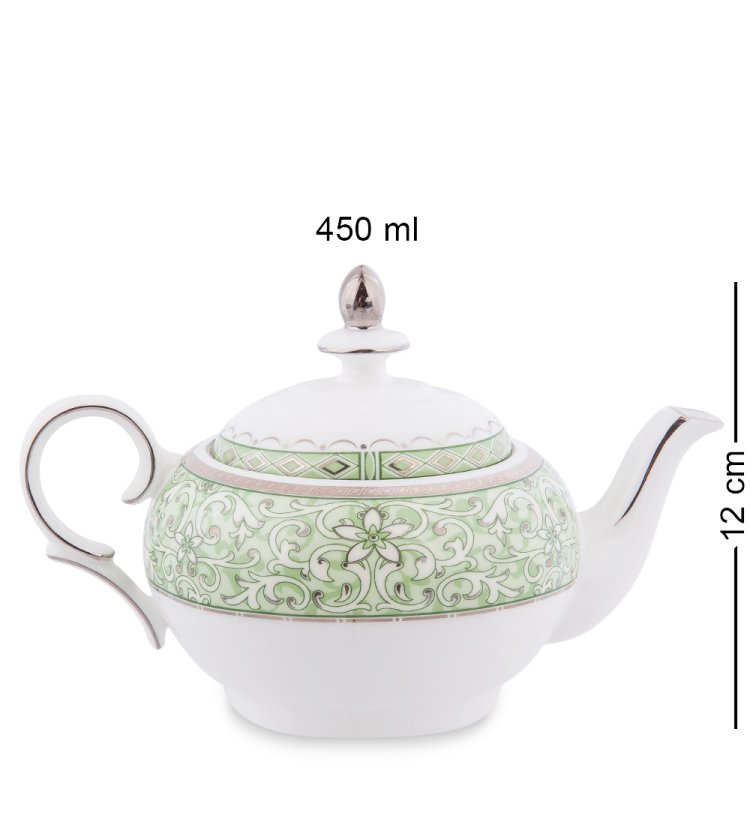 Чайная пара с чайником из фарфора Соло Аделины Pavone JK- 64, фотография чайника