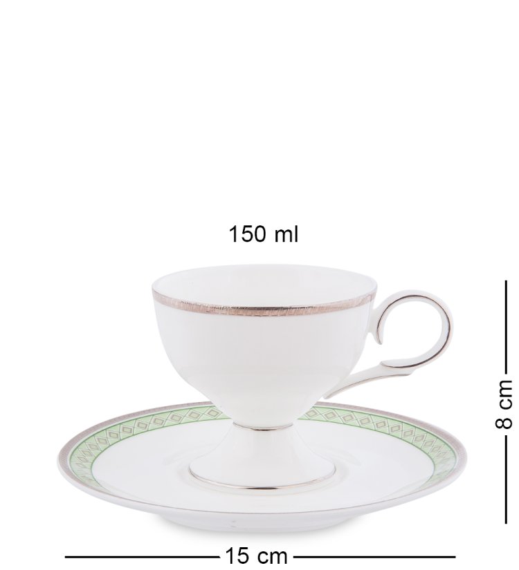 Чайная пара с чайником из фарфора Соло Аделины Pavone JK- 64, фотография чайной пары