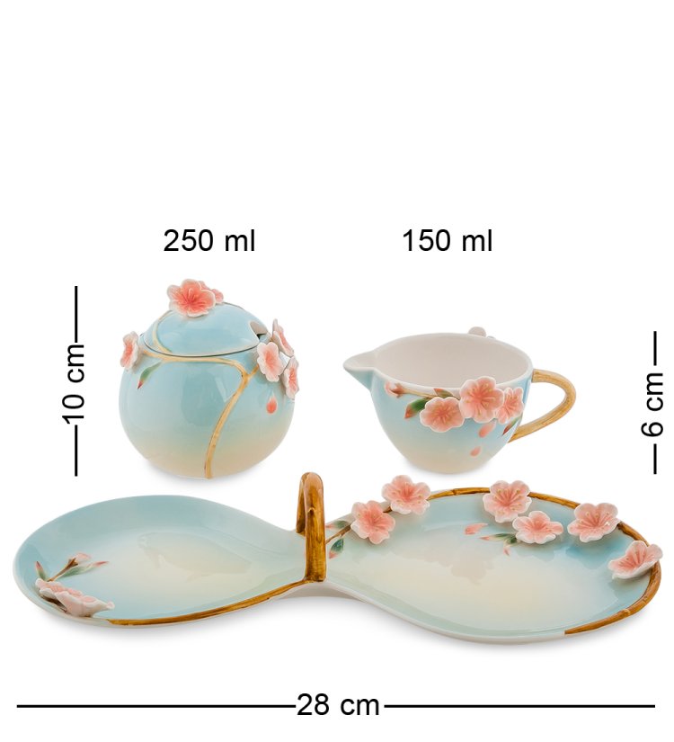 Набор сахарница и молочник из фарфора Сакура Pavone FM-39/ 2, фотография сбоку