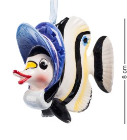 Подвесная статуэтка из керамики Рыбка в шляпке