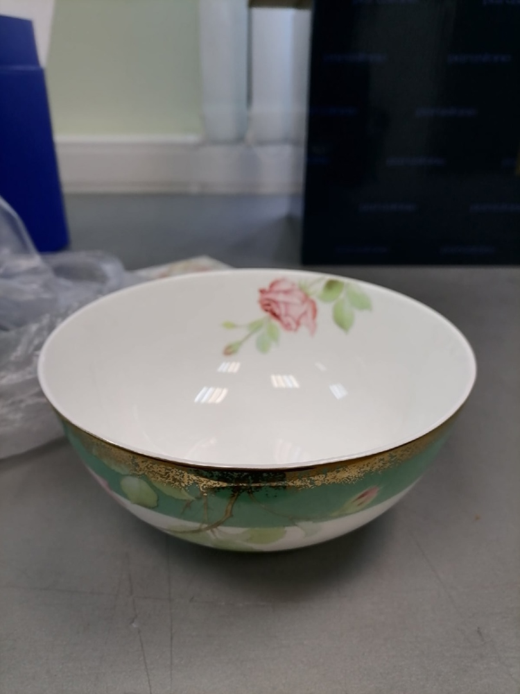 Набор из 6 салатников из фарфора Миланская Роза Pavone JK-235, фото со склада вид со стороны