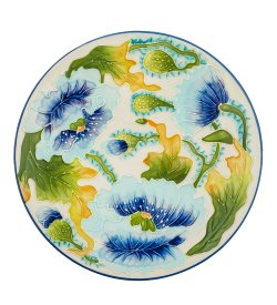 Круглое блюдо Голубые маки