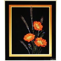 Картина Маки с колосками c кристаллами Swarovski