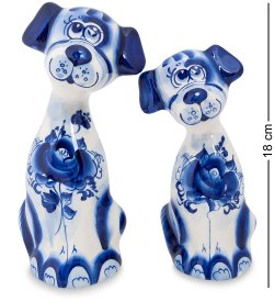 Фигурка Пара больших собак Голубая гжель