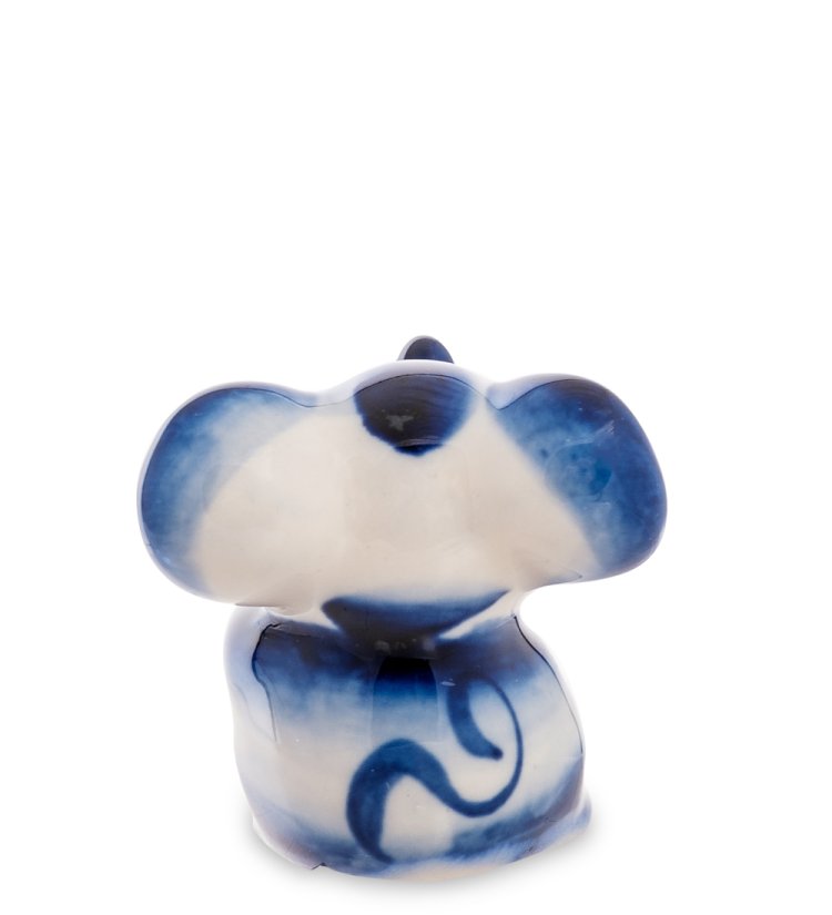 Маленькая Фигурка Мышь с сыром Голубая гжель ГЛ-552, фотография со спины