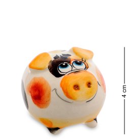 Фигурка круглая Свинка Цветная гжель