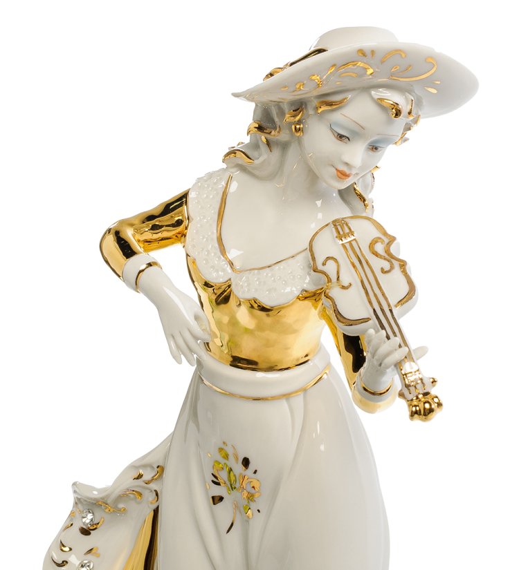 Статуэтка из керамики Девушка со скрипкой в шляпе Sabadin Vittorio SV- 24, фотография лица