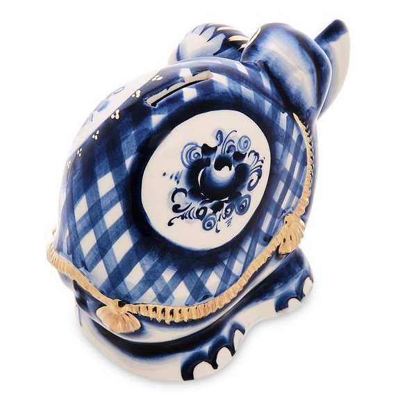 Копилка Синий Слон Золотая гжель ГЛ-675, вид сверху