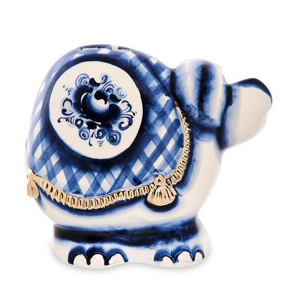 Копилка Синий Слон Золотая гжель ГЛ-675, оборотная сторона