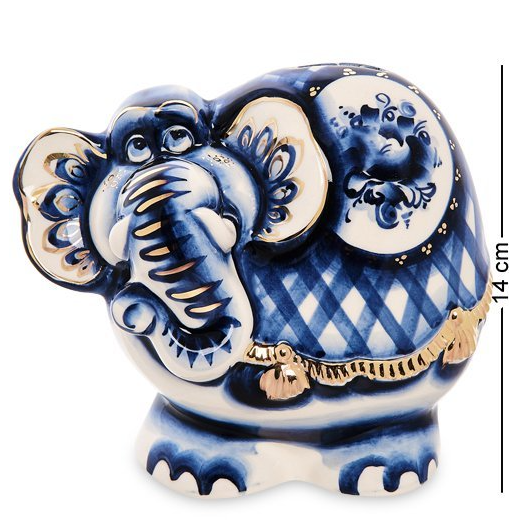 Копилка Синий Слон Золотая гжель ГЛ-675