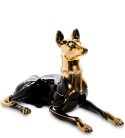 Статуэтка Черный Грейхаунд лежащий с кристаллами Сваровски