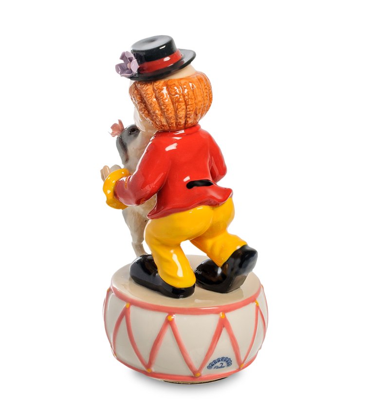 Музыкальная Статуэтка из фарфора Клоун танцует с собачкой