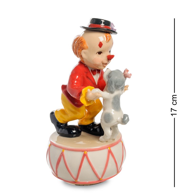 Музыкальная Статуэтка из фарфора Клоун танцует с собачкой