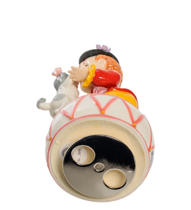 Музыкальная Статуэтка из фарфора Клоун танцует с собачкой