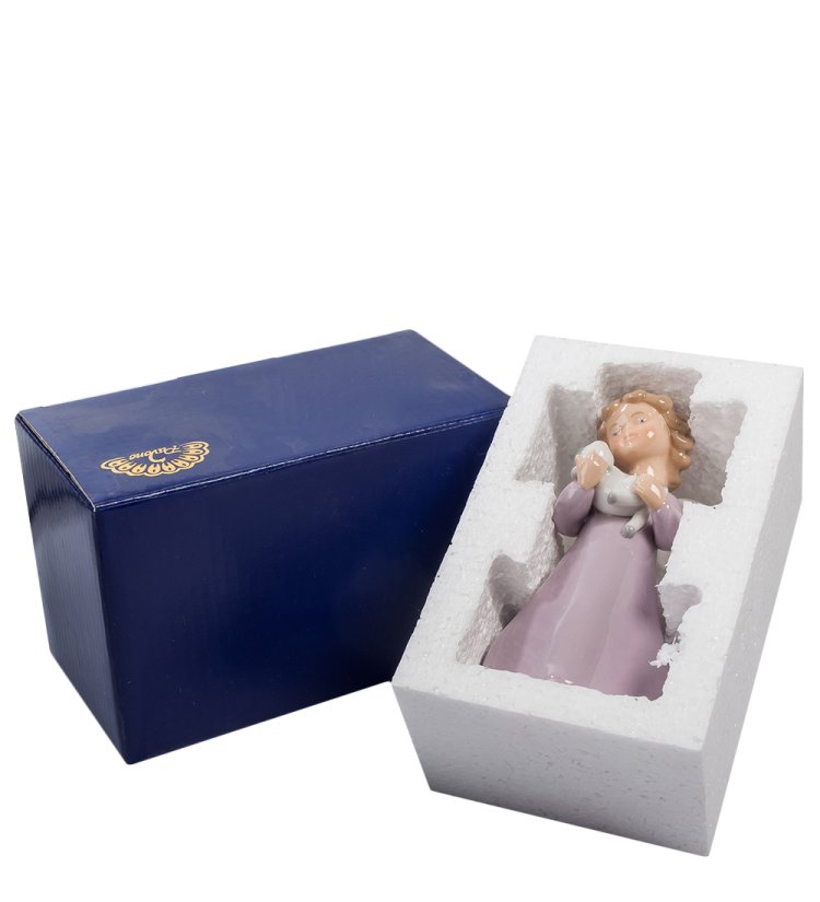 Статуэтка из фарфора Ангелочек с котенком на руках Pavone CMS-11/ 4, фотография в упаковке