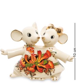 Статуэтка из фарфора Пара мышей навсегда вместе с золотом