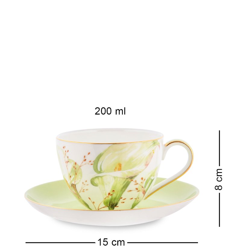 Чайный набор на 2 персоны из фарфора Калла Pavone JK- 72, фотография чайной пары