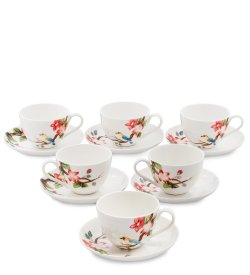 Чайный набор на 6 персон из фарфора Райская птица