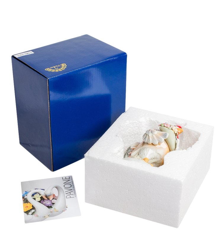 Статуэтка из керамики Петух с букетом Pavone CMS-59/ 1, фотография в упаковке