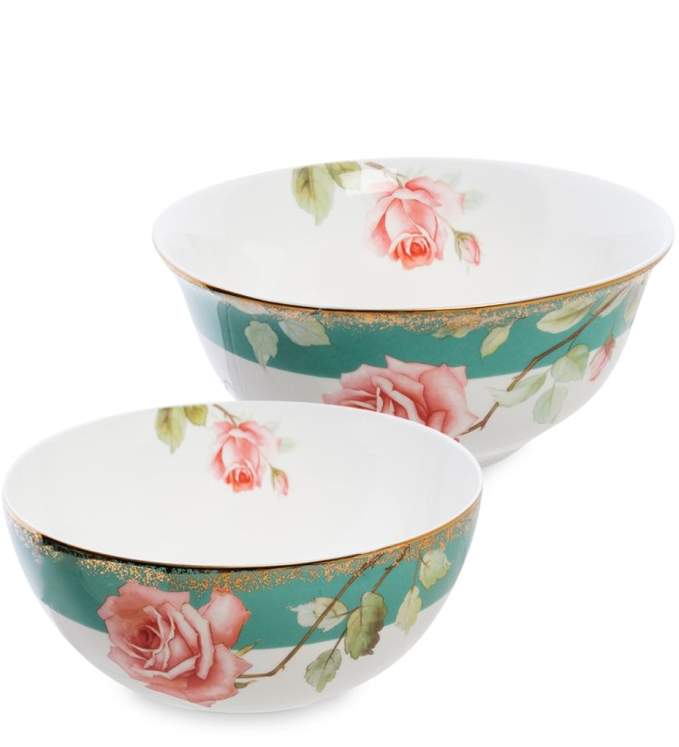 Набор из 2 салатников из фарфора Миланская Роза Роза Pavone JK-236