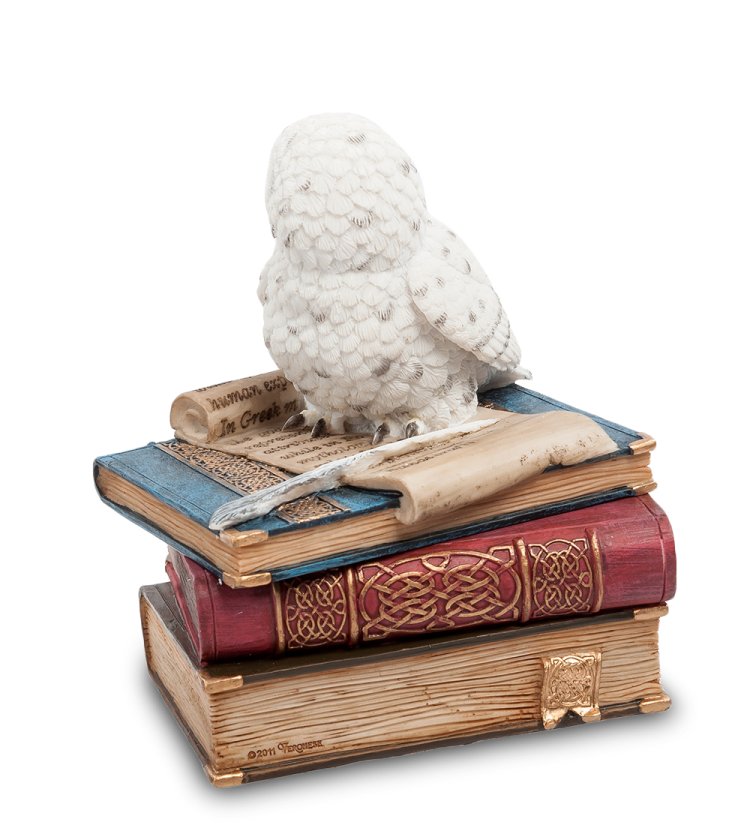 Шкатулка Белоснежная Сова на книгах Veronese WS-720, оборотная сторона