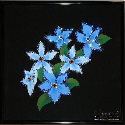 Картина Незабудки c кристаллами Swarovski