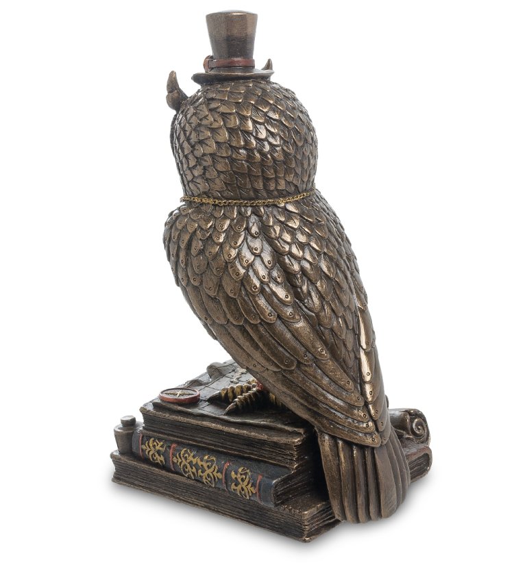 Шкатулка в стиле Стимпанк Сова на книгах Veronese WS-278, оборотная сторона
