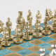 Шахматы на патинированной доске из металла Византийская Империя Manopoulos MP-S-1-C-20-TIR, золотые фигуры на доске