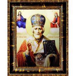 Икона с кристаллами Swarovski - Николай Чудотворец