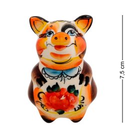 Магнит Свинка Цветная гжель