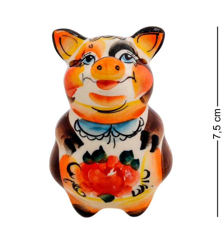 Магнит Свинка Цветная гжель ГЛ-462