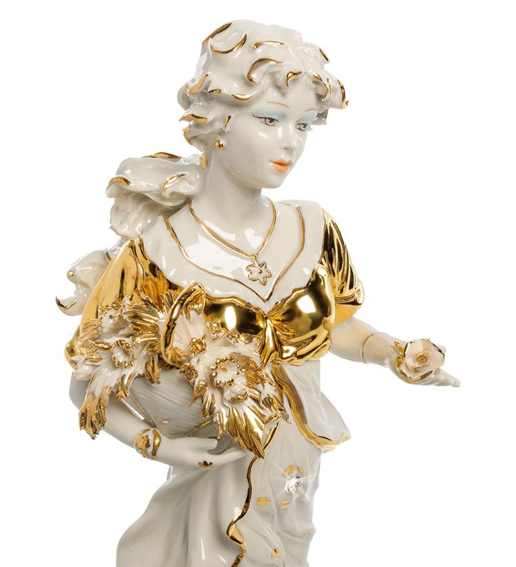 Статуэтка из керамики Девушка с корзинкой цветов Sabadin Vittorio SV- 25, фотография лица